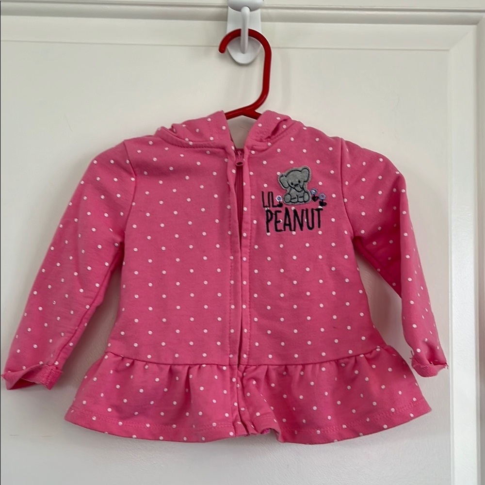 Monkey Bars graphic polka dot hooded jacket size 6-9m